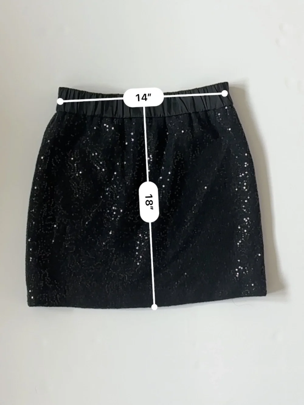 LOFT Black Sequin Mini Skirt Medium Elastic Waist Y2K Party Going Out